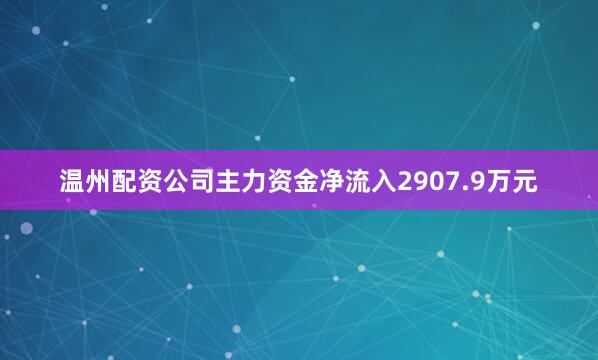 温州配资公司主力资金净流入2907.9万元